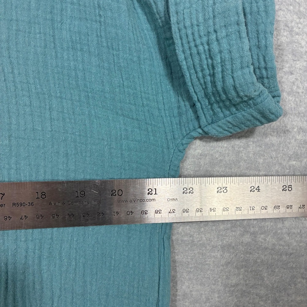 J.Crew Womens Short Sleeve‎ Double Gauze Cotton Shift Dress Blue Green Medium - Picture 3 of 9